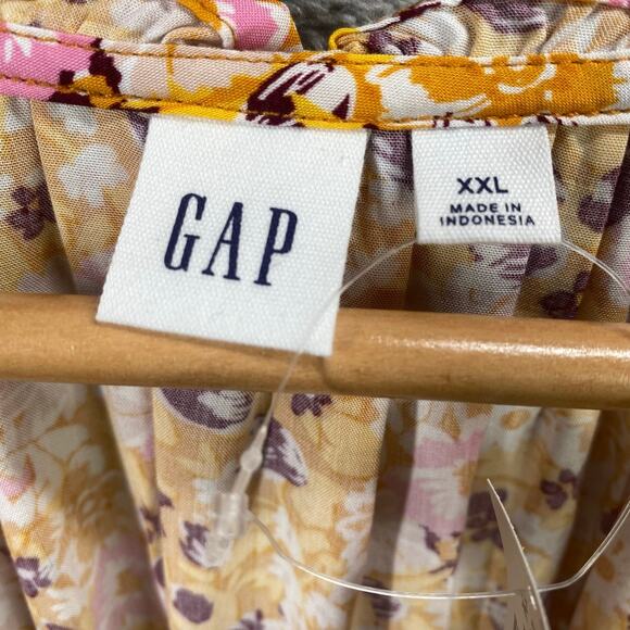 GAP Top Womens XXL Floral Long Sleeve Puff Sleeve Peasant Cottage Boho‎ - Picture 11 of 15